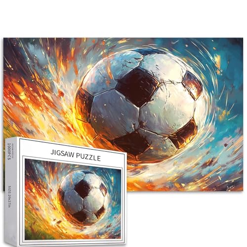 Fußballsport-Puzzles für Erwachsene, 1000 Teile, bunt, DIY-Puzzles für Heimdekoration, Geschenke, Familienpuzzle, perfekt für Spieleabende, 68 x 50 cm von Generic