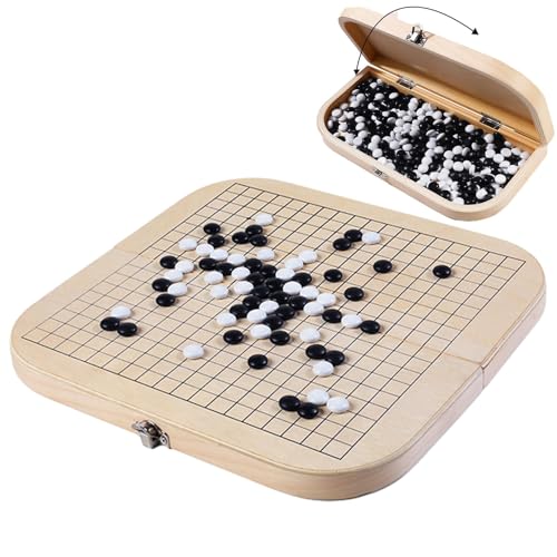 GO-spelset - Go Game Strategie-Set, Holzfiguren Go Game | Gomoku Brettspiel, faltbare Schachfiguren in Weiß und Schwarz, Schachfiguren, faltbares Tischspielset von Generic