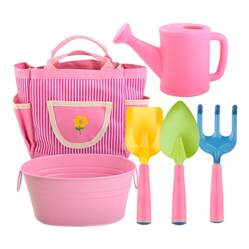 Garten-Set für Kinder, Gartenwerkzeug-Set für Kinder, 6-teiliges Gartenwerkzeug-Set für Kinder mit Pflanzentopf, Tasche, Wasser, Schaufeln, Rechen - Spielzeug von s von Generic