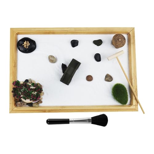 Garten Zen Tisch - Sandtablett, Zen Garten Tisch | Geistige Klarheit Japanischer Stil Home Decor mit 3 Säcken Meditationstisch Sand für sc von Generic