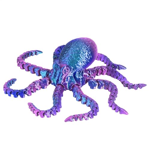 -Gedruckter Oktopus flexibel – bewegliche Oktopus-Sammelfigur – Tiermodell-Krakenspielzeug für Stressabbau, sensorischen und Zappelspaß, Meerestier-Spielzeug-Heimdekoration von Generic