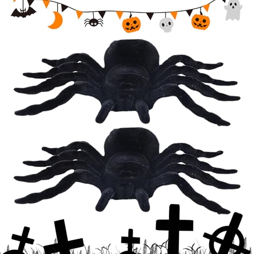 Gefälschte Spinnen, Fuzzy Black Prank Spinne, Gruselige Requisiten | Gefälligkeiten Gefälschte Spinnen Gruseliges Streich Spielzeug, Selbstklebende Spinne für Halloween, Outdoor Indoor Fenster von Generic