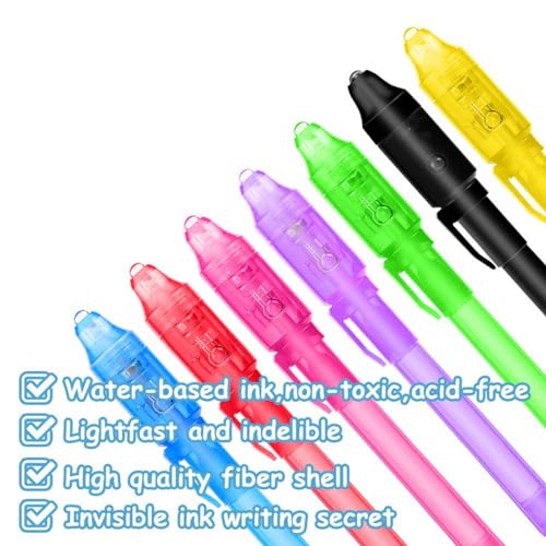 Geheimer Stift - Stift Für Geheime Nachrichten, Zaubertintenstift, Elementarer Tintenstift | Light Pens Marker Secret Message Writer Mit UV-Licht Fun Activity Entertainment Für Kid Favors von Generic