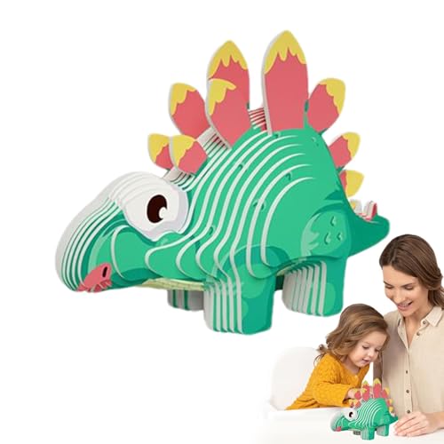 3D-Dinosaurier-Puzzle,Dinosaurier-Puzzle,3D-Dinosaurier-Papierpuzzlespielzeug - 3D-Dinosaurier-Lernaktivität, pädagogische Bausteine für das Training der Hand-Auge-Koordination und die von Generic