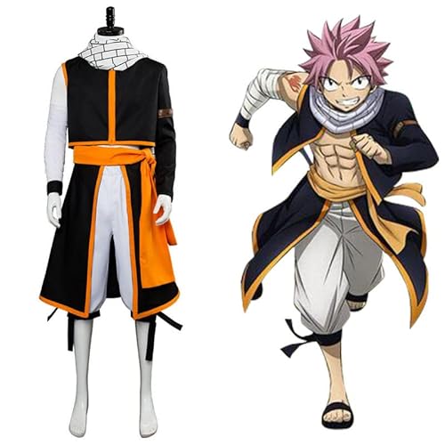 Generic Anime Fairy Tail Natsu Cosplay Kostüm Etherious Natsu Dragneel Kostüm Halloween Party Outfit Komplettset, Schwarz, L von Generic