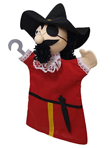 Handpuppe Puppe Handspielpuppe Plüschpuppe Märchenfigur Captain Hook 28 cm, Mehrfarbig, für Kinder Jungen Mädchen, Ideal für Rollenspiel von Generic