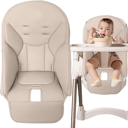 Géneric Hochstuhlbezug für Peg Perego, Sitzkissen aus PU-Leder für Hochstuhl, universeller Ersatzbezug für Peg Perego, Baby-Hochstuhlkissen (Beige) von Géneric