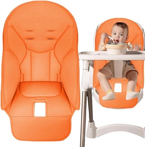 Géneric Hochstuhlbezug für Peg Perego, Sitzkissen aus PU-Leder für Hochstuhl, universeller Ersatzbezug für Peg Perego, Baby-Hochstuhlkissen (Orange) von Géneric