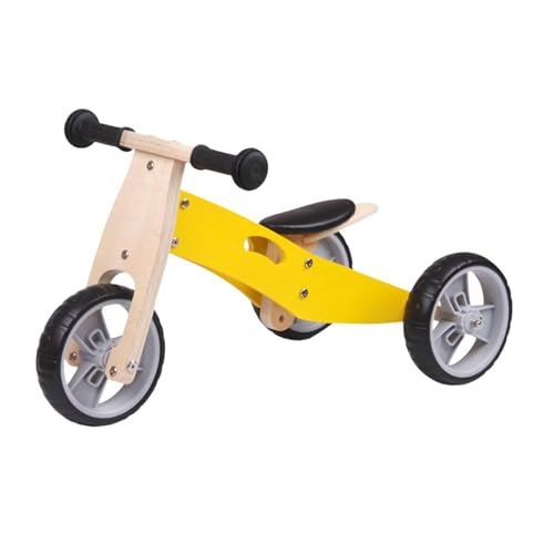 Generic Hölzernes Laufrad-Spielzeug für drinnen und draußen, lustiges Holzspielzeug für Kleinkinder, erstes Fahrrad, Baby-Fahrradspielzeug als, GELB von Generic