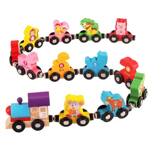 Generic Holz-Magneteisenbahn,Holz-Magneteisenbahn-Set,Tiereisenbahn-Set für Kinder | Holzeisenbahn-Set, Tiereisenbahnen, zerlegbares Tierspielset, Feinmotorikspielzeug für Kinder im von 3–5 von Generic