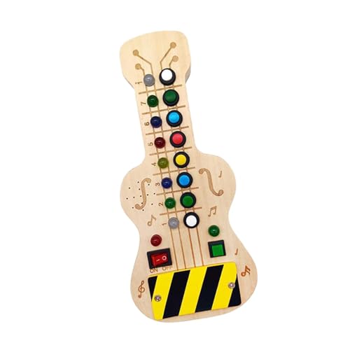 Generic Holz Musical Spielzeug Gitarre Beschäftigt Bord Montessori Bildung Lichter Schalter Bord für Reise von Generic