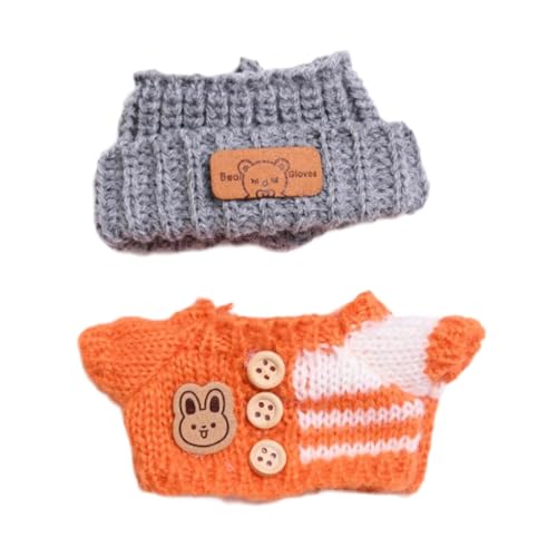 Generic Labubu Puppenkleidung, Zubehör, Puppenoutfit, Pullover Und Mütze für Foto Requisiten , Orange von Generic