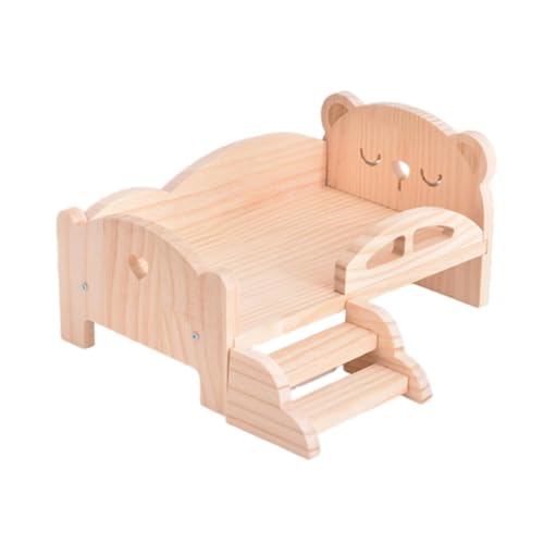 Generic Mini-Bett aus Holz für BJD-Puppen, Puppenzubehör, Tierform-Dekoration, Bär 34x22x14.5cm von Generic