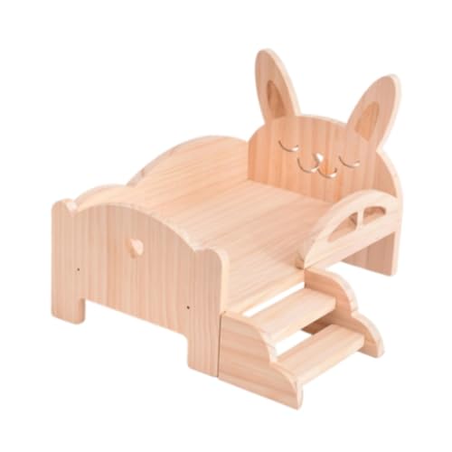 Generic Mini-Bett aus Holz für BJD-Puppen, Puppenzubehör, Tierform-Dekoration, Hase 34x22x14.5cm von Generic