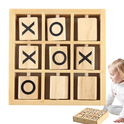 Tac Toe-Spiele aus Holz, Tac Toe-Brettspiel | Schreibtischspielzeug Familienspiel Tac Toe Board,Partygeschenke, Reisespielzeug, Lernspiel für drinnen und draußen, Kinder, Erwachsene von Generic