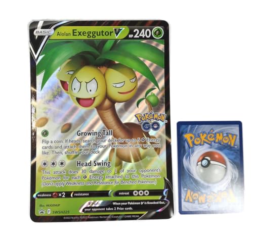 Generisch für Pokemon Sammelkarten - Alolan Exeggutor V SWSH225 Oversized XXL Promo Karte ENGLISCH - Mega Jumbo Einzelkarte mit BB-Toy-Trades Sleeve (Alola-Kokowei V Englisch) von Generic