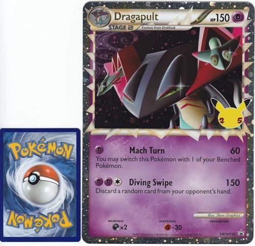 Generisch für Pokemon Sammelkarten - Dragapult SWSH132 Oversized XXL Promo Karte - ENGLISCH - Mega Jumbo Einzelkarte mit BB-Toy-Trades Sleeve (Dragapult/Katapuldra Englisch) von Generic