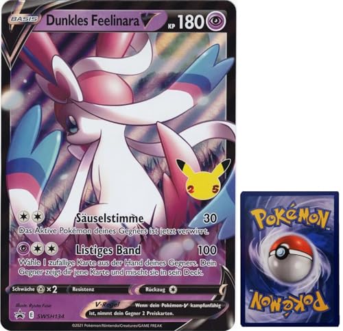 Generisch für Pokemon Sammelkarten - Dunkles Feelinara V SWSH134 Oversized XXL Promo Karte - DEUTSCH - Mega Jumbo Einzelkarte mit BB-Toy-Trades Sleeve von Generic