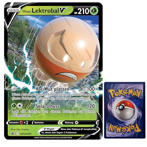 Generisch für Pokemon Sammelkarten - Hisui-Lektrobal V SWSH294 Oversized XXL Promo Karte - DEUTSCH - Mega Jumbo Einzelkarte mit BB-Toy-Trades Sleeve von Generic