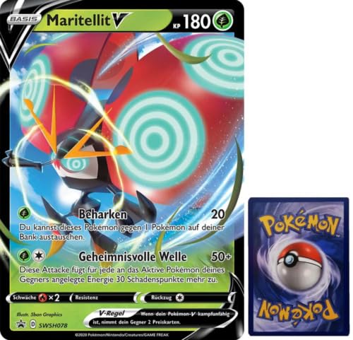 Generisch für Pokemon Sammelkarten - Maritellit V SWSH078 Oversized XXL Promo Karte - DEUTSCH - Mega Jumbo Einzelkarte mit BB-Toy-Trades Sleeve von Generic