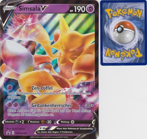 Generisch für Pokemon Sammelkarten - Simsala V SWSH083 Oversized XXL Promo Karte - DEUTSCH - Mega Jumbo Einzelkarte mit BB-Toy-Trade Sleeve von Generic