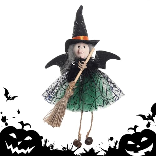 Generische Hexe Pubines - Animierte Hexe, um an einem Besen zu hängen, aufgehängte Magier Figur, Anhänger von Halloween Decoration Dolls | Halloween Holiday Home Decorations gemacht bei von Generic