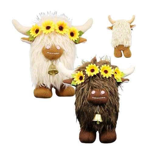 Generisches 2PCS Highland Cow Toy Toy Toy - Highland Cow Plussies, süßes Spielzeug ausgestopftes Spielzeug | Entzückende Highland Huggable Highland Doll zum Geburtstag von Generic