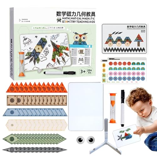 Geometrisches Puzzlespiel, Magnetische Geometrieblöcke - Magnetische Blöcke Puzzle Denksportaufgaben - Lustiges magnetisches Brettspiel, lustiges magnetisches Tangram-Puzzle, mathematische Lehrmittel von Generic