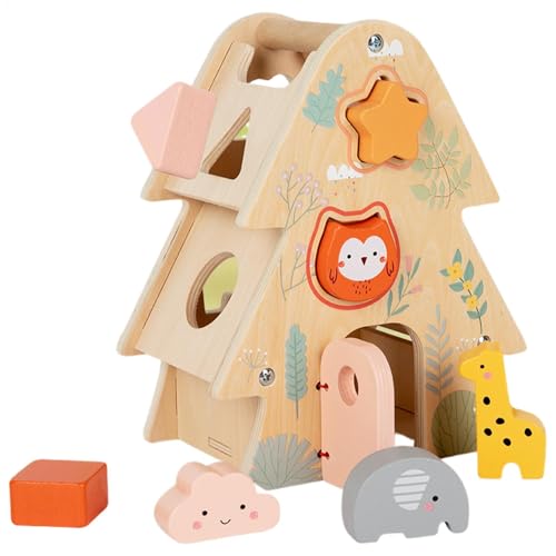 Geometrisches passendes Spielzeug aus Holz, Formsortierspielzeug,Geometrisches Form-passendes Puzzle-Spielzeug für Kinder - Lernspielzeug mit glatten Kanten für draußen, Zuhause, Schule, Kindergarten von Generic