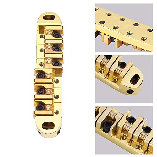 Gitarrenbrücke, E-Gitarrenteile 1 Satz Aluminium Gitarrensattelbrücke Gitarrenteile Rollsattelbrücke für -stil 6-saitige E-Gitarre (GOLD) von Generic