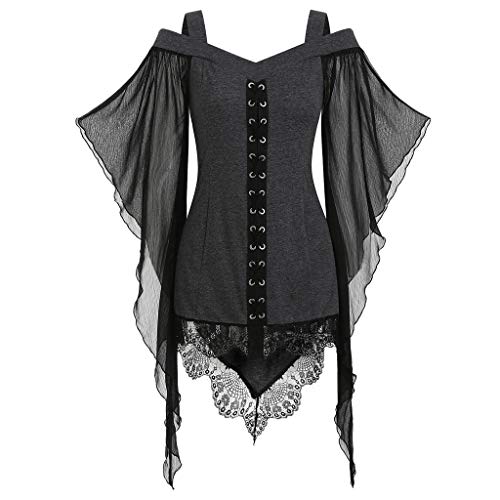 Gothic Kleidung Damen Schwarz, Mittelalter Kleid Vintage Renaissance Schmetterlingsärmel Kleidung Cocktailkleider Teufel Vampir Kostüm Festlich Cosplay für Halloween Kostüm Karneval Abendkleider von Generic