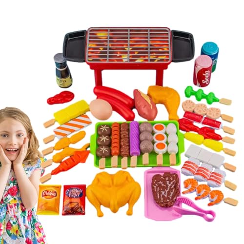 Grill-Küchenspielzeug, künstliches Essenszubehör zum Rollenspiel, Grillen – Grillspielzeug-Set, Rollenspiel-Kochspielset, interaktives Spielzeug für Kinder, Grillzubehör, Camping-Spielzeug, Geburtstag von Generic