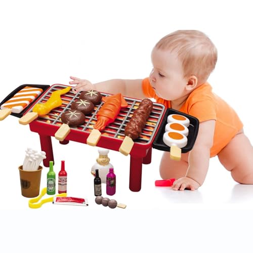 Grill Set Kinder Simulation Mini Küche Mädchen Spielzeug Set Hause SCg271 (Brown, 35.4x27.2x6.9cm) von Generic