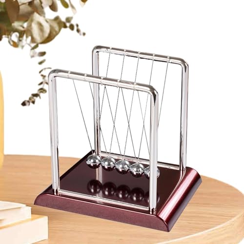 Große Perlen Newton's Cradle Balance Balls – Pendel 5 Bälle Klassischer Newton Swing Ball, Wissenschaft Physik Gadget Desktop Dekoration Motion Spielzeug von Generic