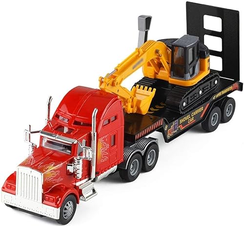 Großer Pritschenwagen Bagger Kombinationsspielzeug Trägheitssimulation Ingenieurfahrzeug Serie Spielzeugauto Anhänger Auflieger LKW-Modell Kinderjungen SpielzeugautoDiecast Engineering Constructi von Generic