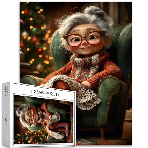 Großmutter Weben Schals, 1000 Teile Puzzle für Erwachsene, Weihnachtsbaum-Hintergrund, Kunst, Puzzle, anspruchsvolle Familienaktivitäten, buntes DIY-Bastelpuzzle für Heimdekoration, Geschenke, 50 x 70 Großmutter Weben Schals, 1000 Teile Puzzle für Erwachsene, Weihnachtsbaum-Hintergrund, Kunst, Puzzle, anspruchsvolle Familienaktivitäten, buntes DIY-Bastelpuzzle für Heimdekoration, Geschenke, 50 x 70 von Generic