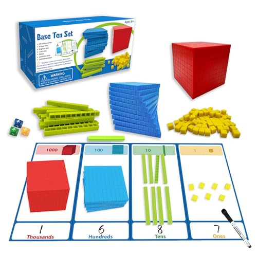 Grundlegende zehn Blöcke - Ortswert Lernen Set, Maths Manipulative Kit, Klassenzimmer Zählung Werkzeuge | Dauerhafte Blöcke für das Unterrichten von Einheiten zählen Hunderte und Tausende in frühen Grundlegende zehn Blöcke - Ortswert Lernen Set, Maths Manipulative Kit, Klassenzimmer Zählung Werkzeuge | Dauerhafte Blöcke für das Unterrichten von Einheiten zählen Hunderte und Tausende in frühen von Generic