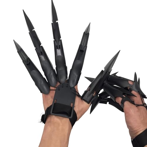 Gruselige Fingergelenke, Gruselige Skelett-Handhandschuhe - Einfaches Anbringen und Entfernen von 3D-gedruckten Fingerverlängerungen,Bewegliche Halloween-Finger, Hand- -Horror-Requisiten, passend von Generic