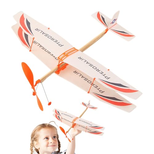 Gummibandbetriebener Flugzeugmodellbausatz | Vintage-Doppeldeckermodelle für Kinder | -Lernspielzeug zum Bauen, Lernen und Spielen | Unterhaltsame Entwicklung der Feinmotorik für Kinder und Junge L von Generic