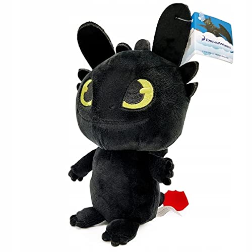 HTTYD - Kuschelkissen - Ohnezahn/Toothless - Plüsch - Stofftier - Kuscheltier - Plüschtier - Schwarze Farbe - 20 cm von DreamWorks