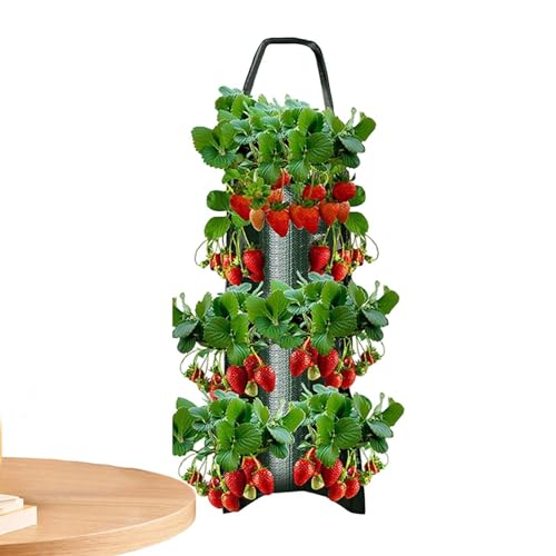 Hängender Erdbeer-Pflanzgefäß,Umgedrehter Tomaten-Pflanzgefäß,Hängende Erdbeer-Pflanzen-Pflanzbeutel,Atmungsaktive Hängende Pflanzbeutel,Blumen-Pflanzbeutel,Griff-Wachstumsbeutel-Pflanzgefäß von Generic