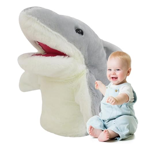 Hai Stofftier Handpuppe,Tierpuppen für Kinder | Handpuppenspielzeug - Stofftierhandpuppe, Tierhandschuhspielzeug für Bett, Couch, Sofa, Stuhl, Spielzeit und Lernen von Generic