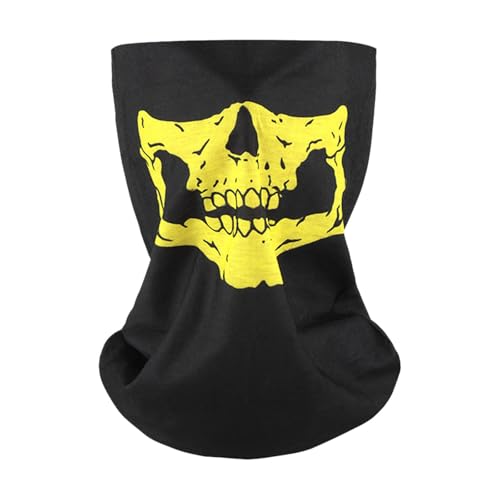 Halloween Bandana Gesicht Tag der Toten Skelett Gesicht für Cosplay Maskerade Kostüm Party Zubehör Foto Requisiten Urd695 (Yellow, 13.5 * 13.5 * 0.5cm) von Generic