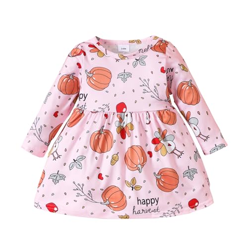 Halloween Girls Dresses wojonifuiliy01 - Kleinkind Baby Mädchen Halloween-Kleid Langarm Kürbis Druck Prinzessin Party Kleider Sommerkleid Winter Kleidung (Red, 12-18 Months) von Generic