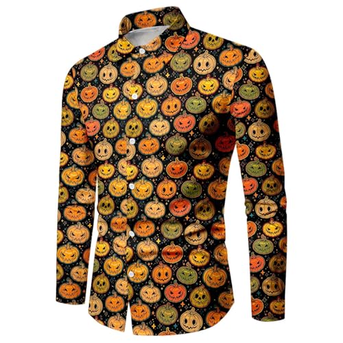 Halloween Hemd Herren Langarm, Lustige Langarmhemd Herren Revers, Hemden mit Kürbis Muster Button Down Freizeithemd Slim Fit Bequeme Hemdjacke Hawaiihemd Festival Partyhemd Für Männer Halloween Hemd Herren Langarm, Lustige Langarmhemd Herren Revers, Hemden mit Kürbis Muster Button Down Freizeithemd Slim Fit Bequeme Hemdjacke Hawaiihemd Festival Partyhemd Für Männer von Generic