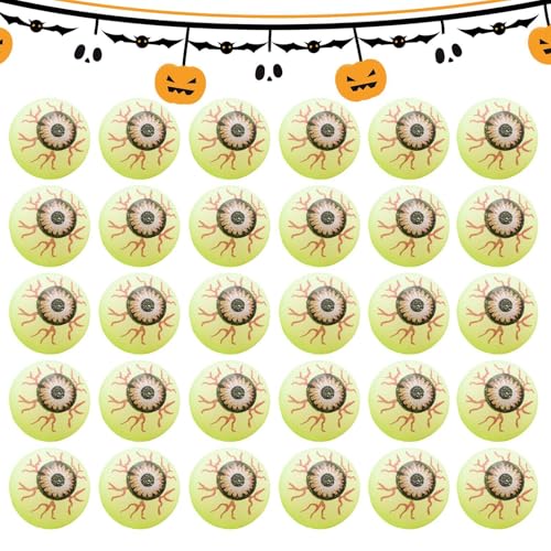 Halloween-Hüpfbälle, im Dunkeln leuchtende Augäpfel - Halloween-Taschenfüller, 30 Stück, leuchtende Augäpfel | 30-teiliges Halloween-Leckerli-Tütenfüllset mit leuchtenden Augäpfeln von Generic