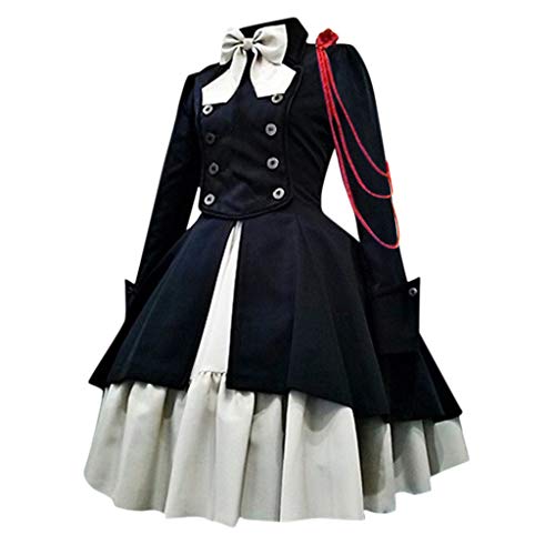 Halloween Karneval Kleid Damen 80er Jahre Mittelalterliches Retro Mit Korsett Fledermausärmel Trägerkleid Rockabilly Halloween Kostüm von Generic