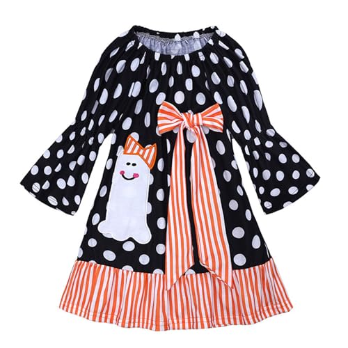 Halloween Kinder Dress wojonifuiliy01 - Kleinkind Kinder Baby Mädchen-Halloween Outfits Kürbis Print Langarm Kleid Winter Kleidung (White, 2-3 Years) von Generic