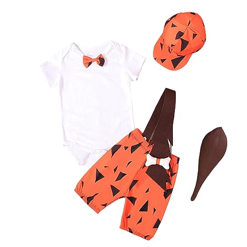 Halloween Kinder Kleinkind Höhlenmensch Kostüm Halloween Hundeknochen Historische Caveboys Party Strampler Träger Shorts Hut Outfits Baby Winter Junge 56 1 Jahr von Generic