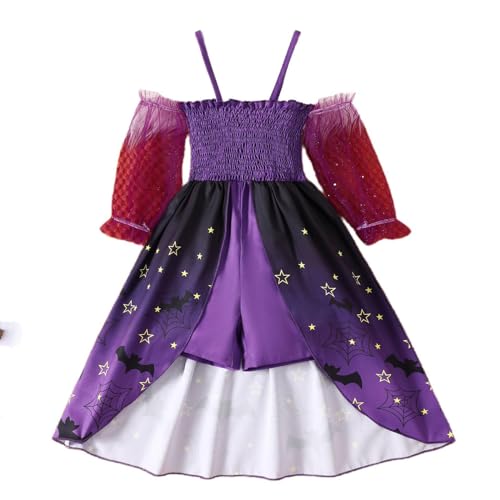 Halloween Kinder Mädchen Kleinkind Outfit - Kinder Mädchen Mesh Langarm Lange Schaukel Cartoon Druck Overall Kinderkleidung (Purple, 1-2 Years) von Generic